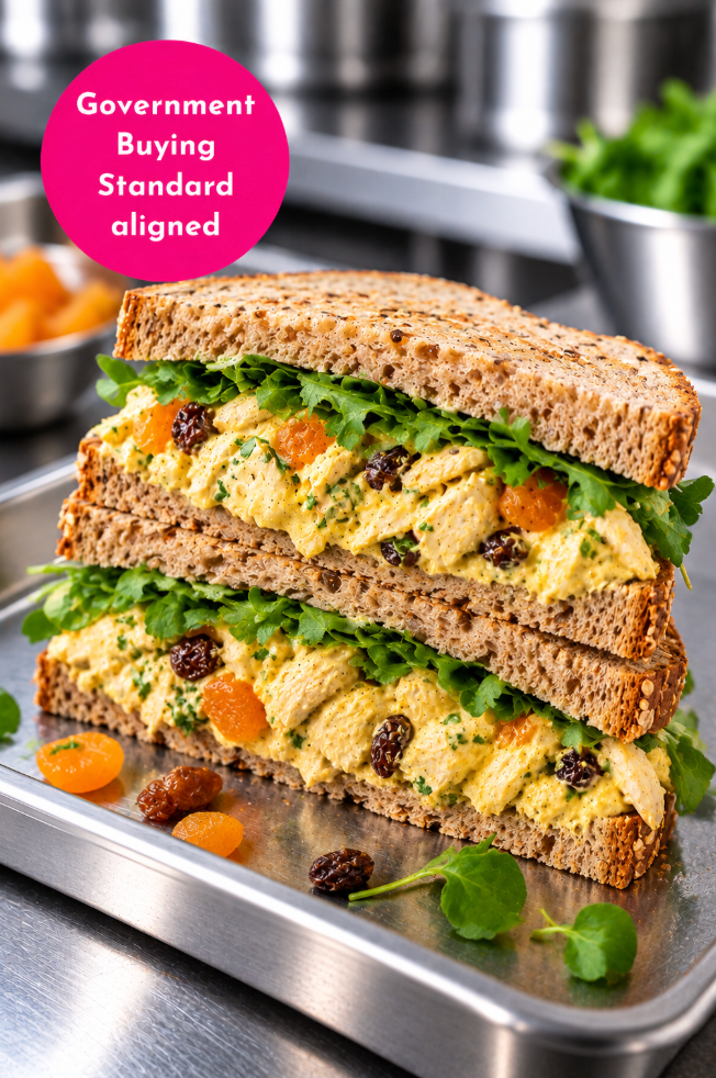 CORONATION CHICKEN WHOLEMEAL SANDWICH • APRICOT OPTIONAL