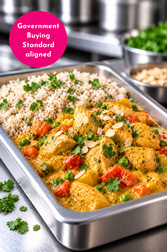 MILD CHICKEN & VEGETABLE KORMA WITH RICE